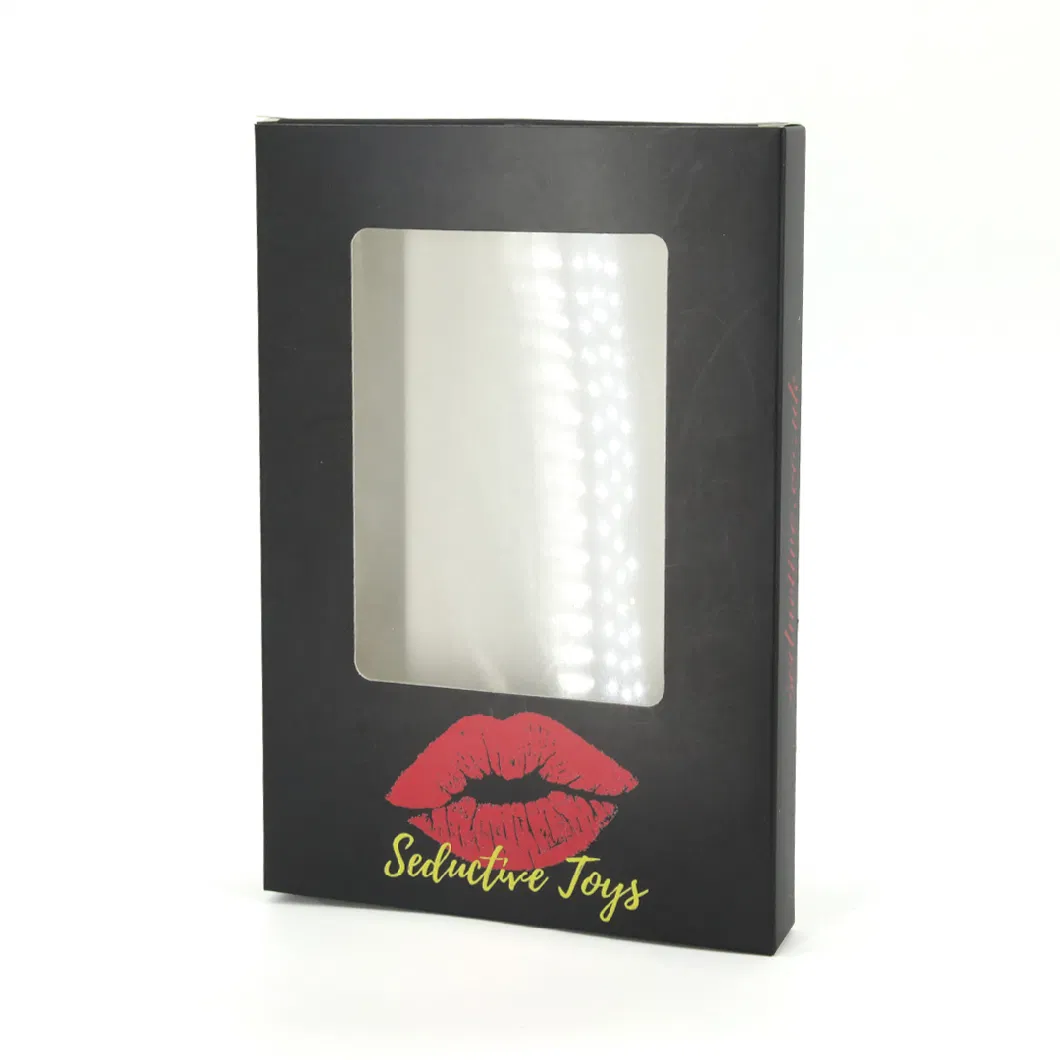 Custom Printed Black Red Lip Cosmetic Eyelashes Cardboard Paper Packaging Box with PVC Window