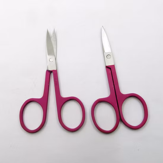 전자 코팅이 포함된 스테인레스 스틸 Rubberizd 페인팅 미용 가위 눈썹 속눈썹 얼굴 트리밍용 액세서리